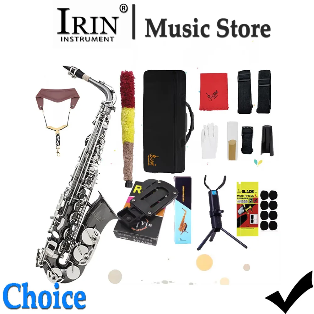 SLADE Eb Nickeling Black Saxophone Brass Alto Saxophone Set with Case Reed Clip Trimmer Strap Gloves Parts for Beginners