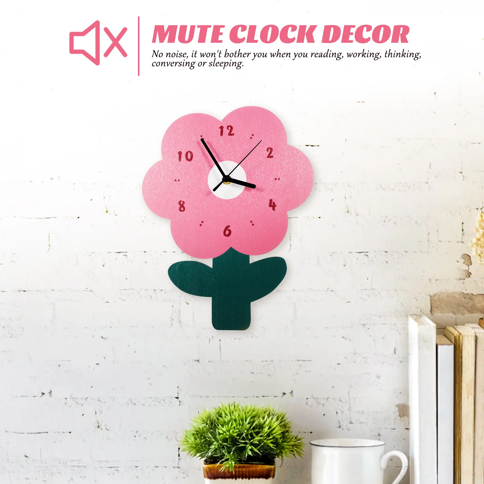 

Wooden Flower Wall Clock Silent Non-Ticking Quiet Design Home Bedroom Living Room Office Decorative Wall Clock