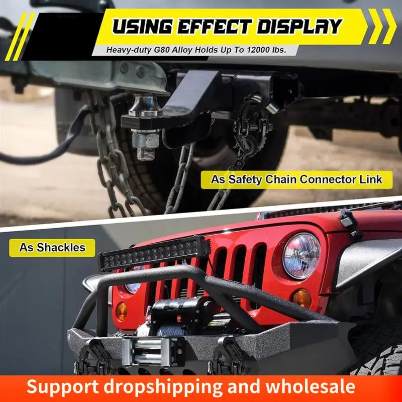 AA86 ความปลอดภัย CHAIN Connector Link, 1/2IN TOW Hitch Hammerlock Coupling Link, 2 แพ็ค G80 โลหะผสมเหล็ก CHAIN CONNECTOR