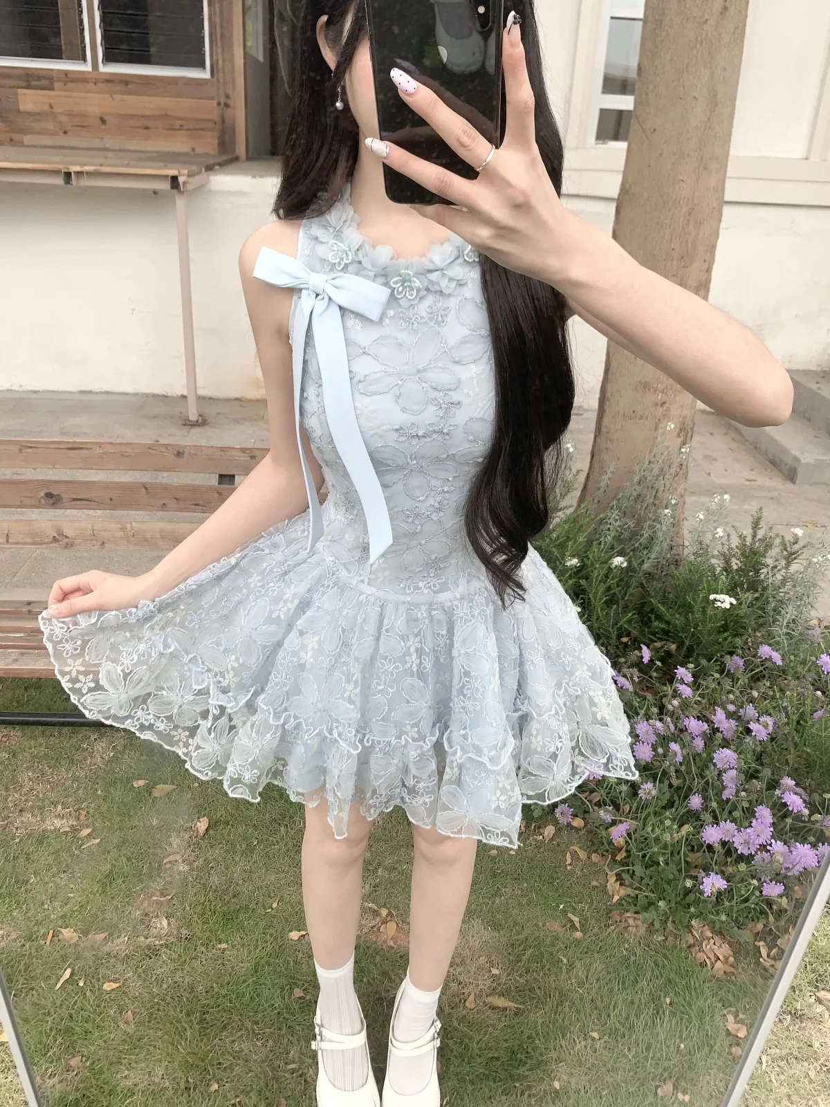 

Юбка Musefi Birthday Girl's Dr 3D Petal Lace ort с высокой талией из полиэфирного волокна без рукавов