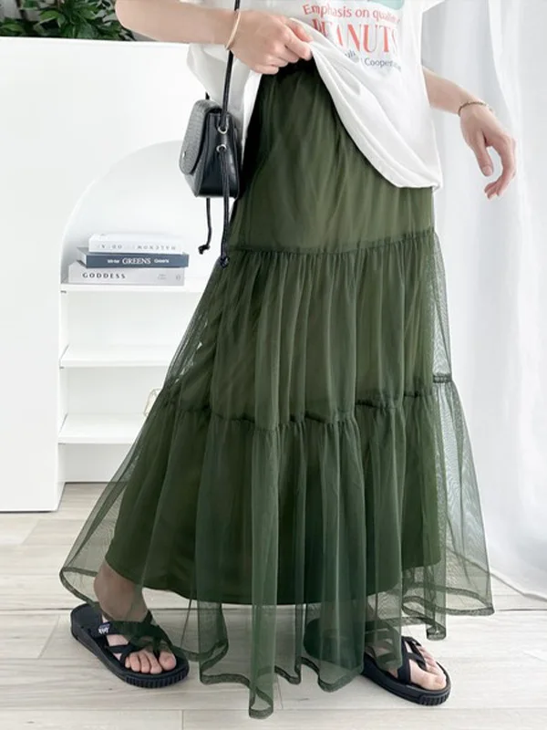 High Waist Me f Rock Damen Sli A-Linie Midirock Lässiger Gazerock Ele Dra Aosphere Rock