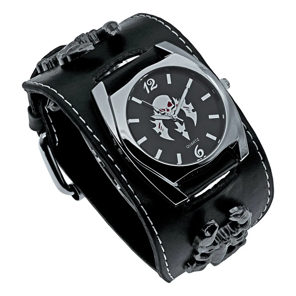 

GOGARAMA Nightmare Before Christmas Numerals Leather Strap Scorpion Quartz Punk Men's Wrist Watch Halloween Good Gifts