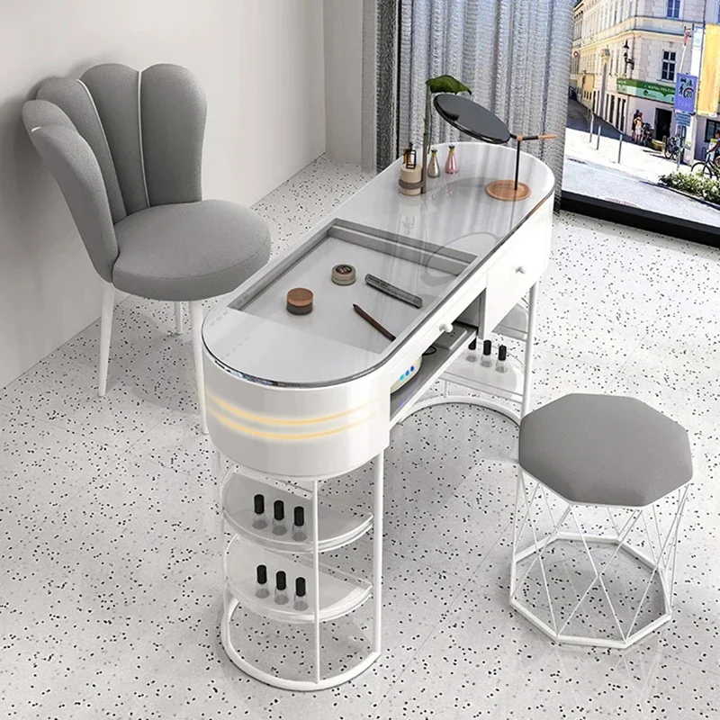 لوازم الأدراج ملصقات طاولة الأظافر تصميم الشمال فراغ طاولة الأظافر المعدات البيضاء خدمة Scrivania Per Unghie أثاث المنزل