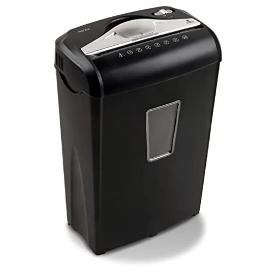 

High-Security 8-Sheet Micro-Cut Paper Credit Card Shredder for Office Use, Metal Body, Black, Jam-Free Overheat Protection