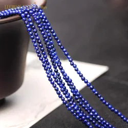2 3 4MM Natural Lapis Lazuli Stone Beads Smooth Loose Round Small Beads for Jewelry Making DIY Bracelet Earrings Accessories
