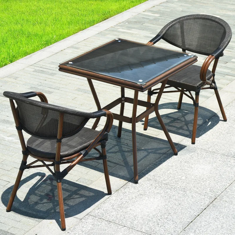 طاولات وكراسي الروطان الخارجية، شرفة الفناء، طاولات وكراسي الترفيه، الأثاث الخارجي، الروطان