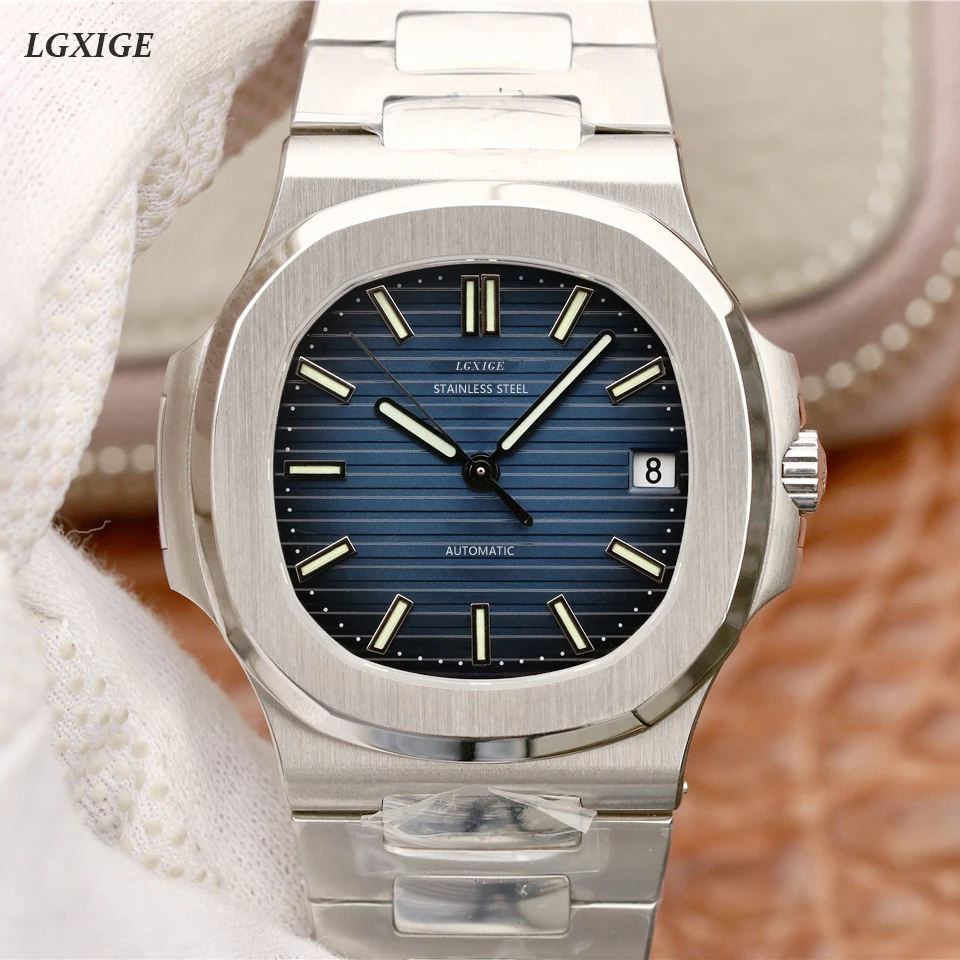

LGXIGE Brand Automatic Mechanical Watches Men Stainless Steel Military Top Luxury Watch Men Causal Fashion Wristwatch Male Clock