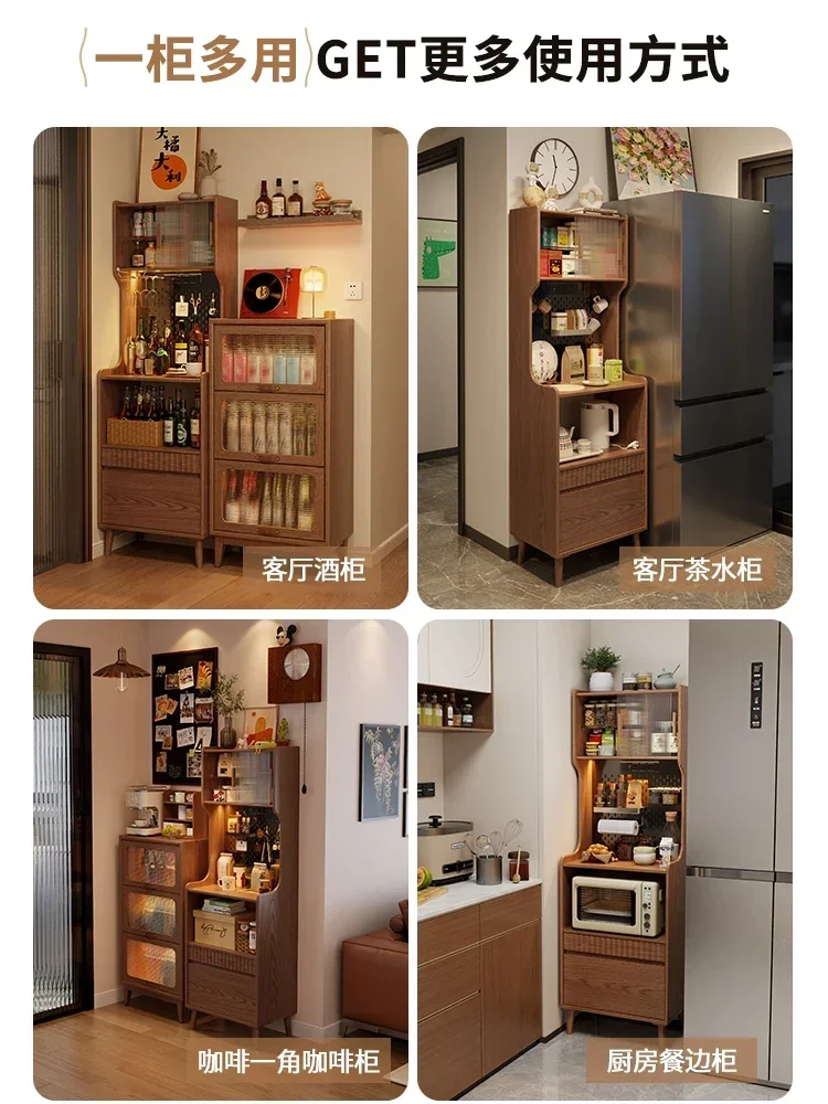 Solid wood small apartment kitchen integrated wall household locker