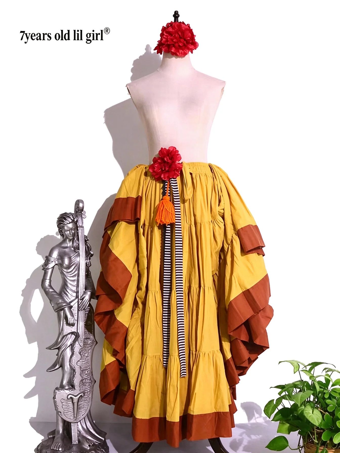 4Tiered 21Yards Cotton ATS Tribal Belly Dance Gypsy Skirt With Border CWW24