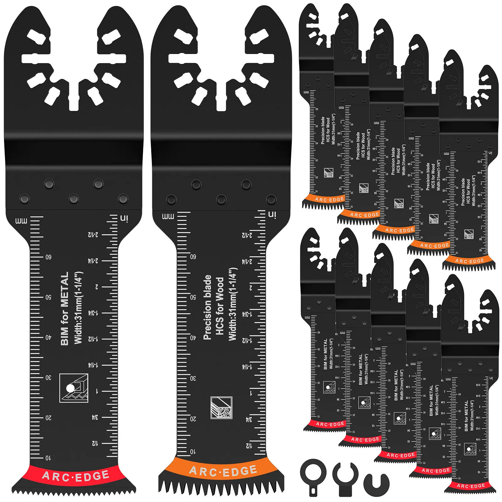 12Pcs Extra Long Oscillating Saw Blade Bi-Metal Multitool Blade Oscillating Tool Blade Wear Resistant Multi Cutter Blades Wood