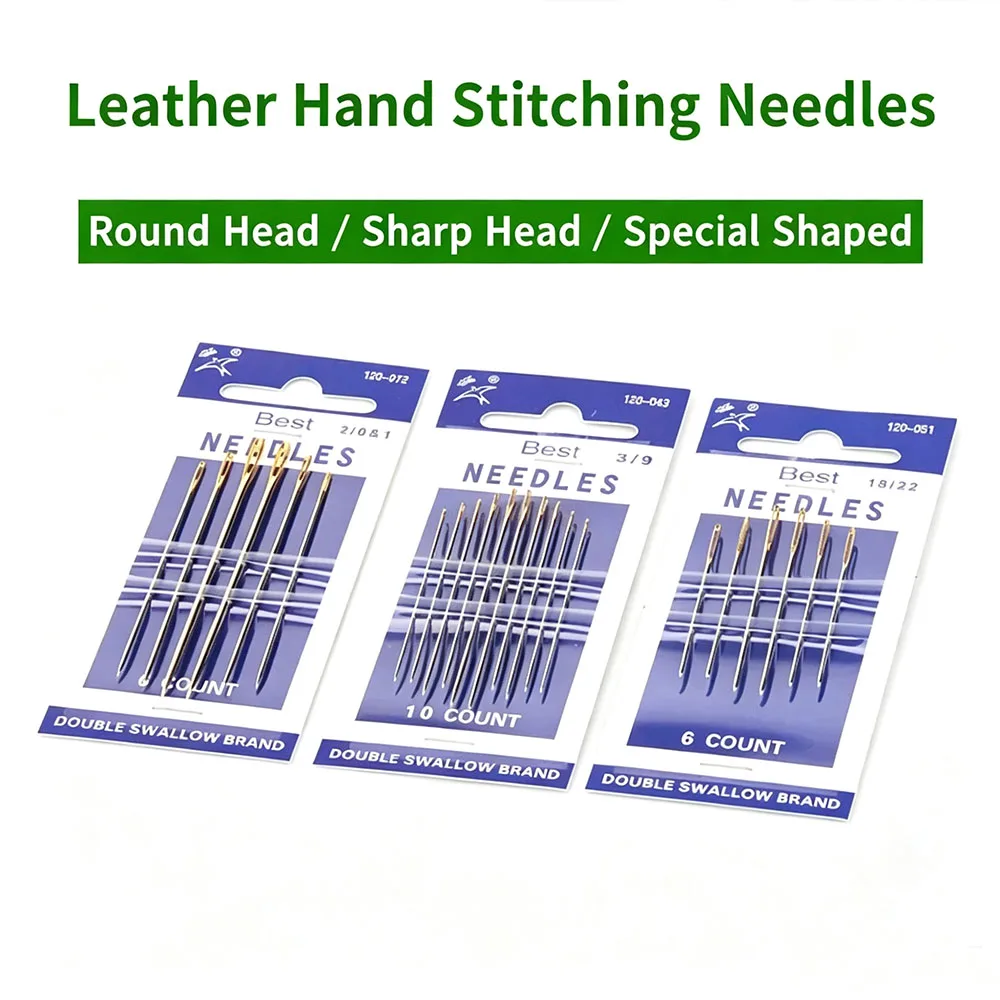 Double Swallow Brand Gold‑Tail Hand Sewing Needles, Premium Embroidery Needles, Large Eye Steel Needles
