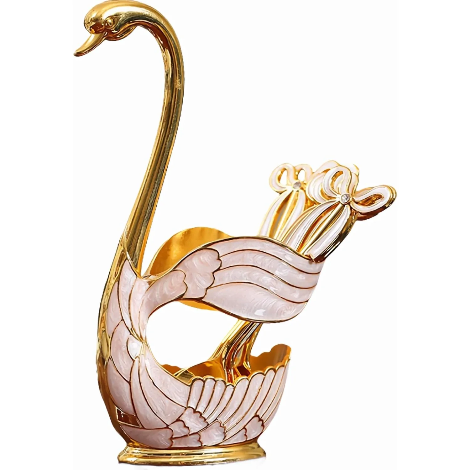 

Decorative Gold Swan Base Holder with 6pcs Coffee Spoon Set - Creative Dessert Spoons,Gold