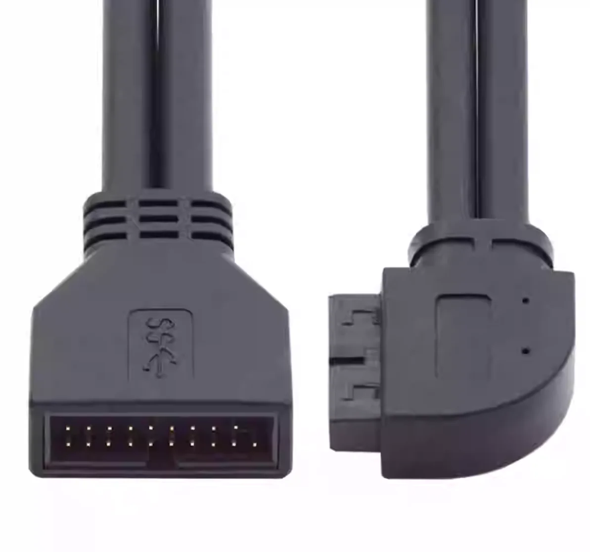 Codo frontal del chasis de alta velocidad, Cable de extensión de 90 grados, 20 pines y 19 pines, placa base USB 3,0, 20 pines IDC macho a hembra, Cable de datos M/F