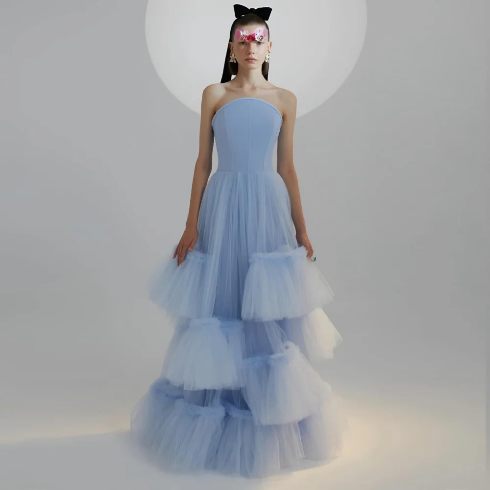 

Chinese Style Net A-line Strapless Long Dresses Prom Dresses Formal Casual Simple Retro Fashion Elegant Exquisite High Quality