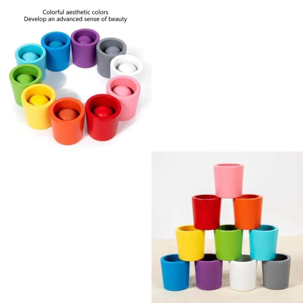 Early Education Set 10 Cores Classing Cup and Balls para aprimorar as crianças Reconhecimento cores e habilidade