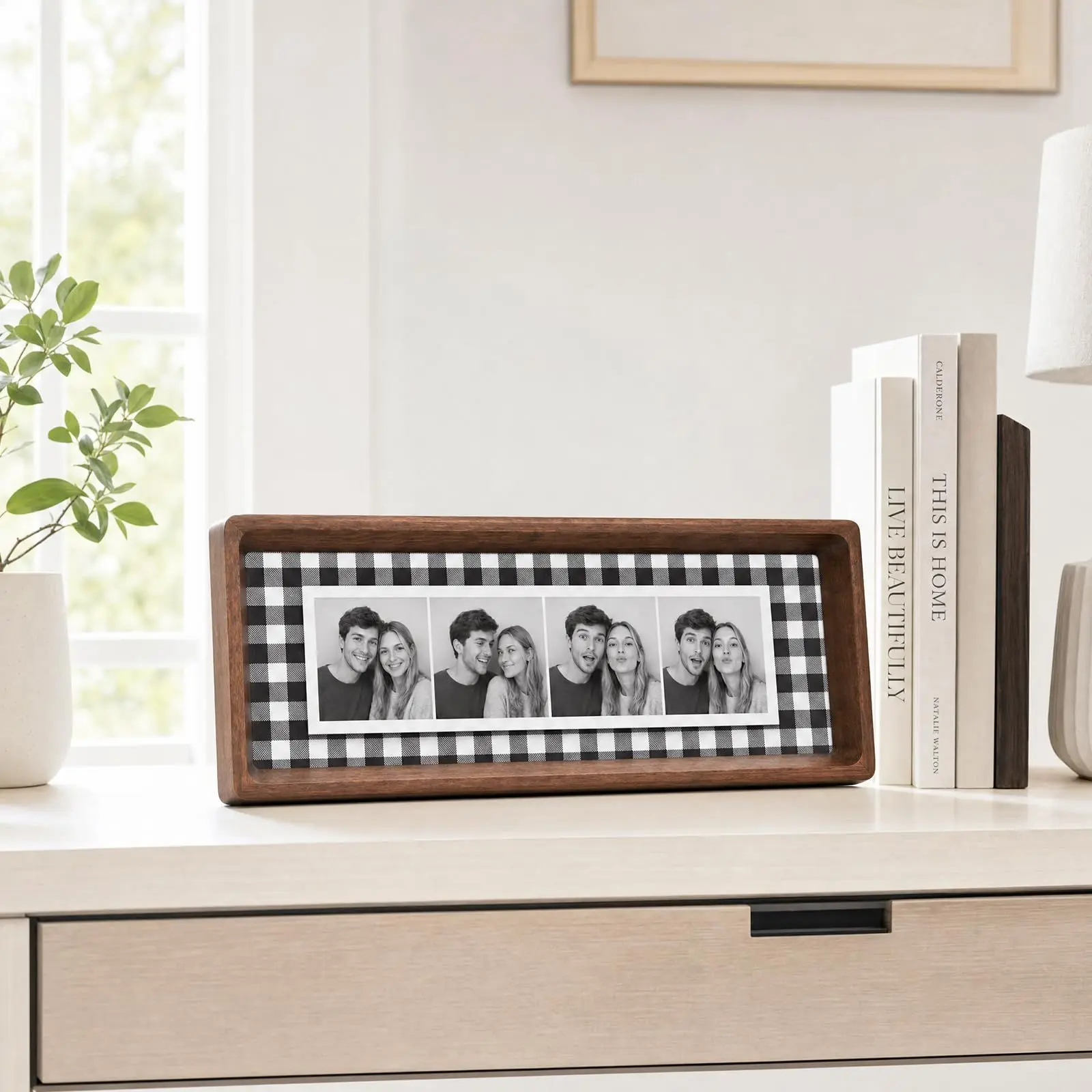 Paar-Fotostreifenrahmen, personalisierter Fotobox-Bilderrahmen, gestreifter Stoffrahmen, Jubiläumsgeschenk für Paare, Hochzeitsandenken – Detail 4