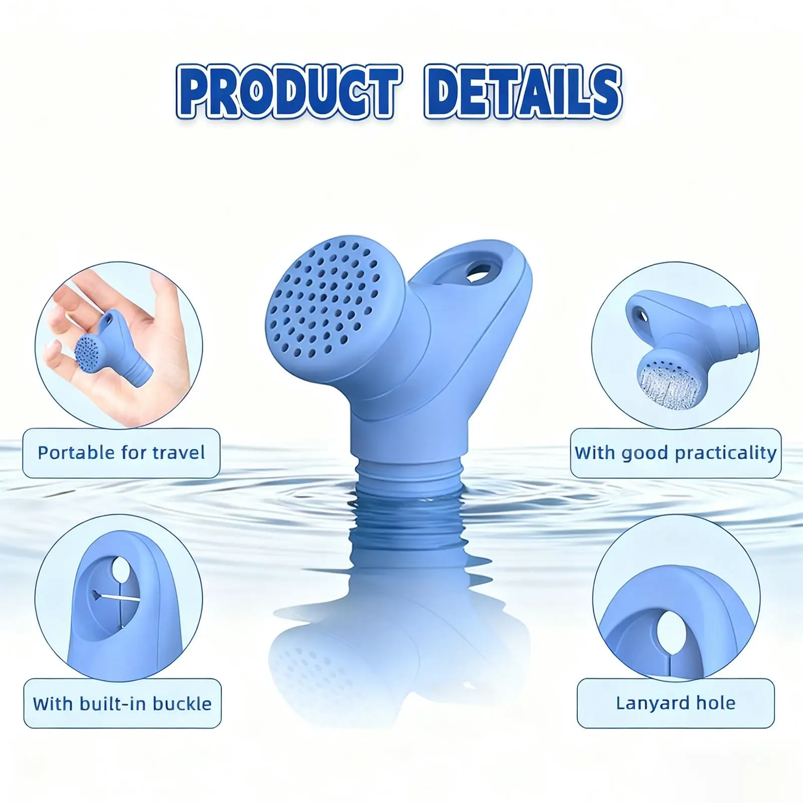 

Water Bottle Shower Silicone Portable Camping Gear Camping Bottle Top Shower Head For Fishing Camping Hiking Picnic Sports Beach