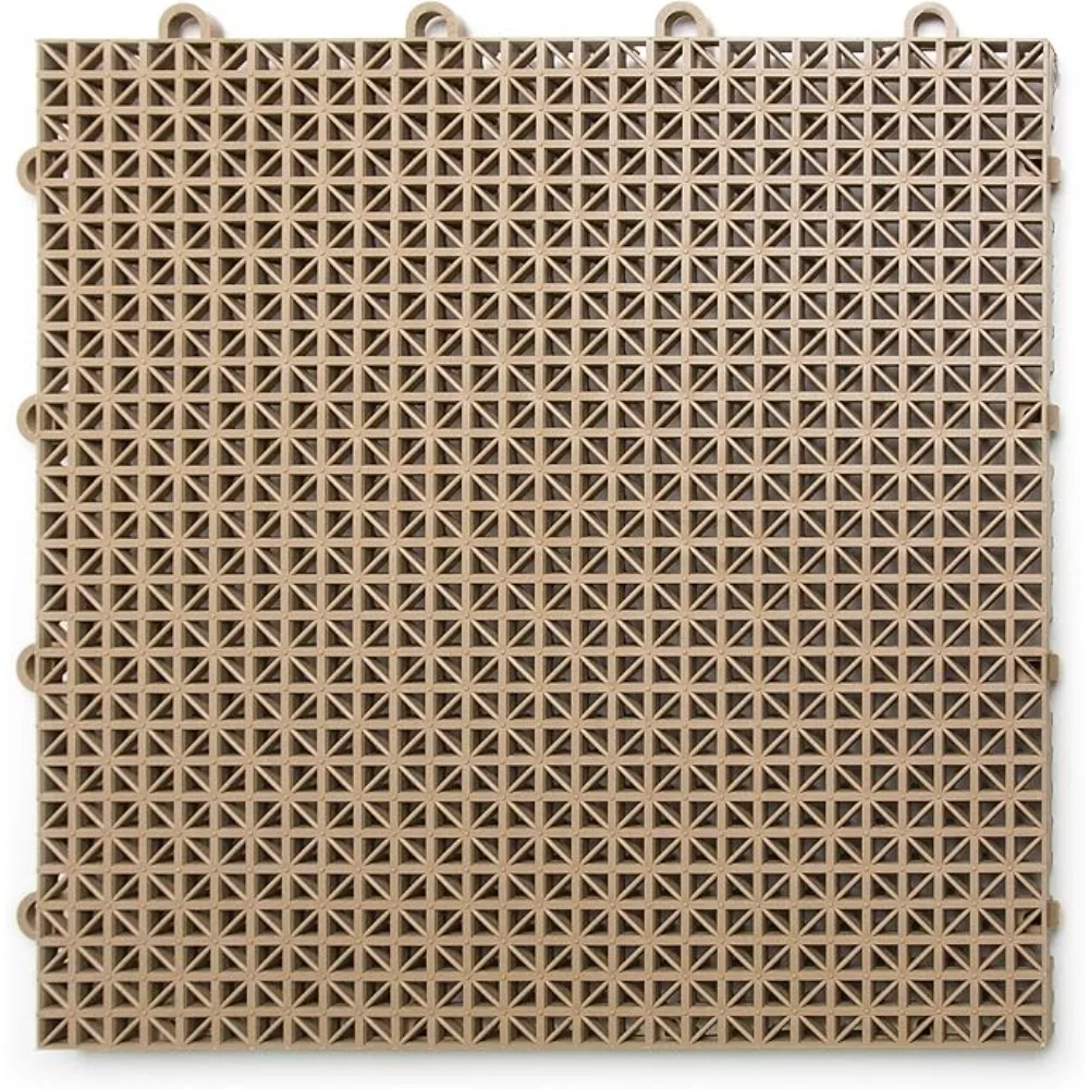 40 Pack Floor Deck for Outdoor Garden Floor Tiles DuraGrid Outdoor Modular Interlocking Multi-Use Plastic Deck Tile Beige