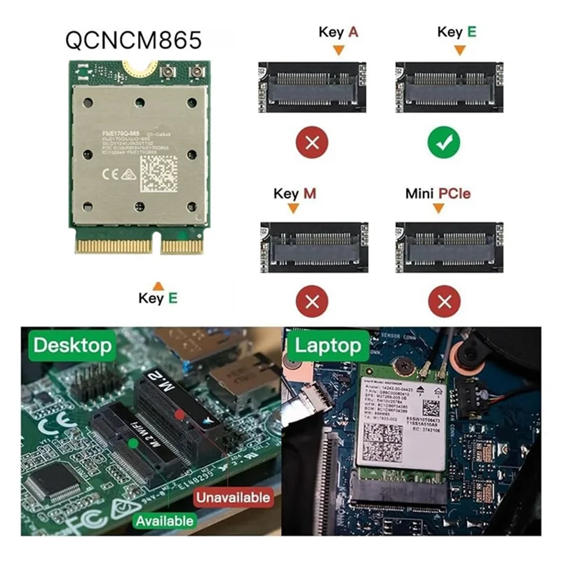 Classic-QCNCM865 Wifi7 بطاقة الشبكة اللاسلكية بلوتوث 5.4 5800M ثلاثي الموجات 2.4G/5G/6Ghz M.2 NGFF محول لاسلكي