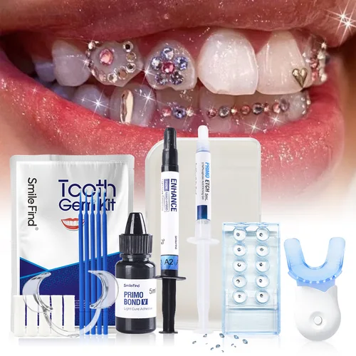 Kit de gemas para dientes Diy, juego de pegamento de diamante, joyería, decoraciones para dientes de cristal, agente adhesivo, Gel de grabado, adhesivo de ortodoncia de curado ligero