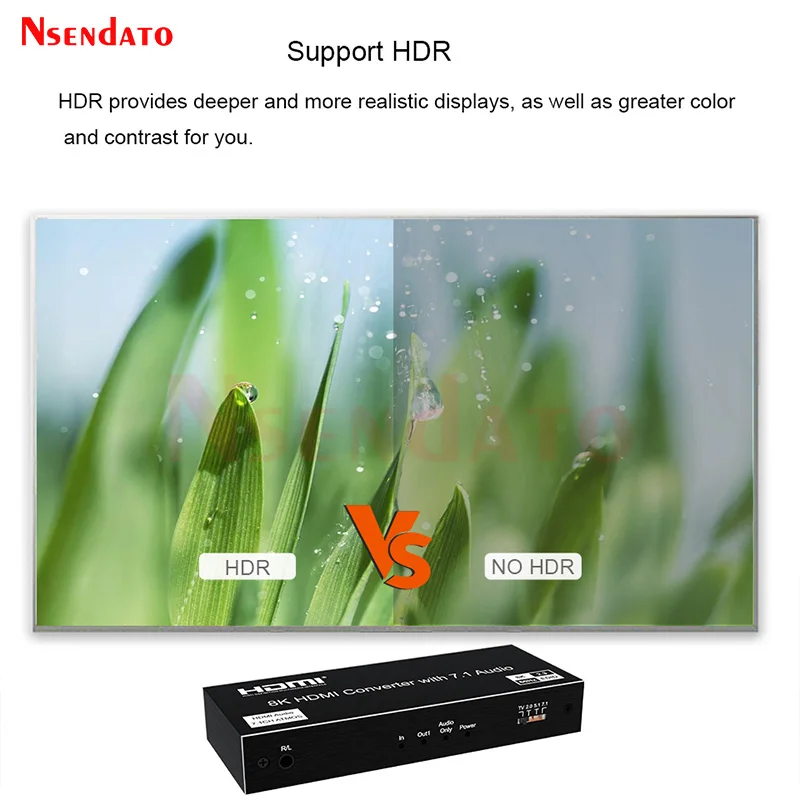 8K HDMI Audio Extractor 4K 120Hz 8K 60Hz HDMI Audio Splitter Converter Receiver Support 7.1 5.1 Dolby Atmos for TV PC amplifier