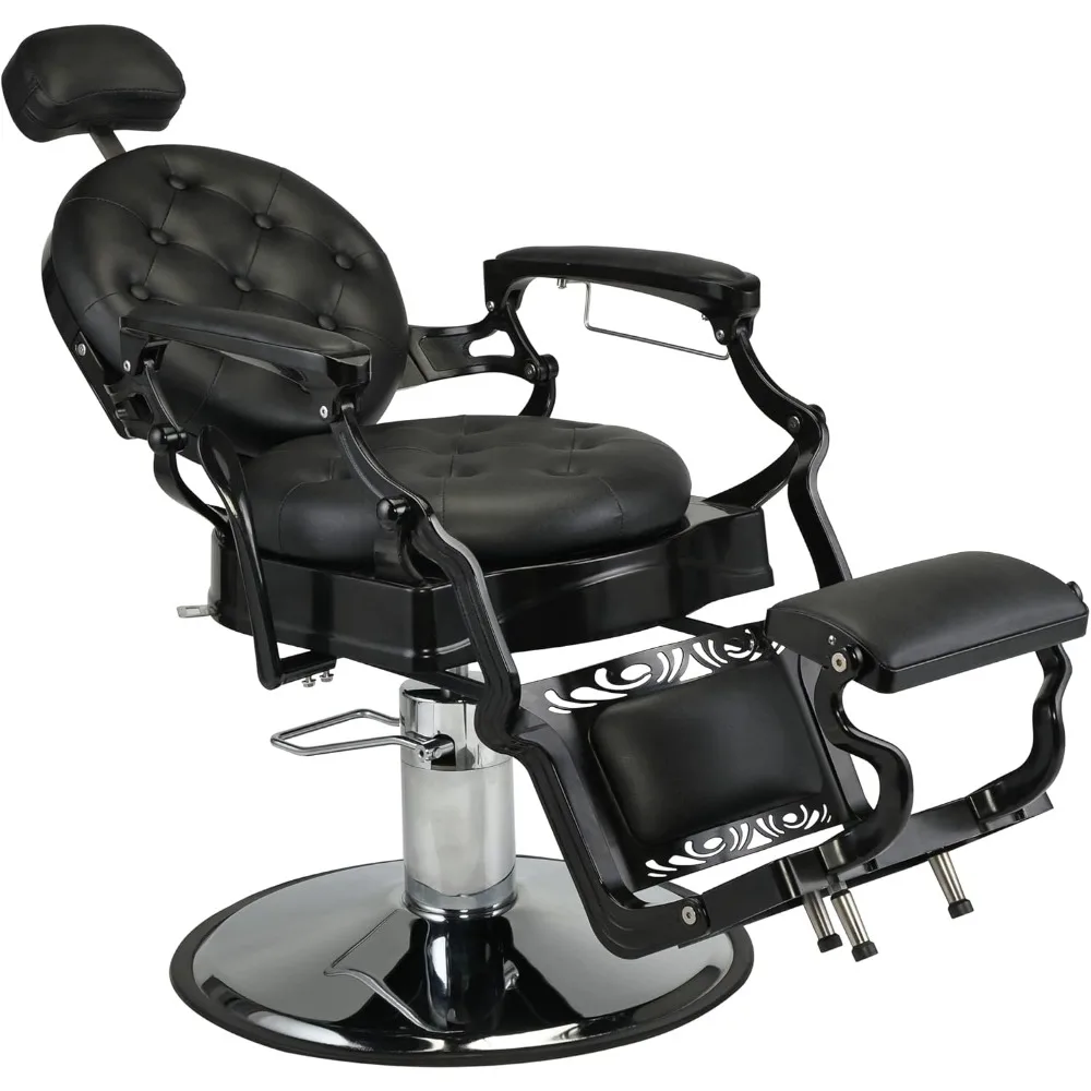 

Vintage Barbershop Chair, Metal Professional Salon Chair Supports with 135º Recline and Hydraulic Lift, for Hair Salon or Spa