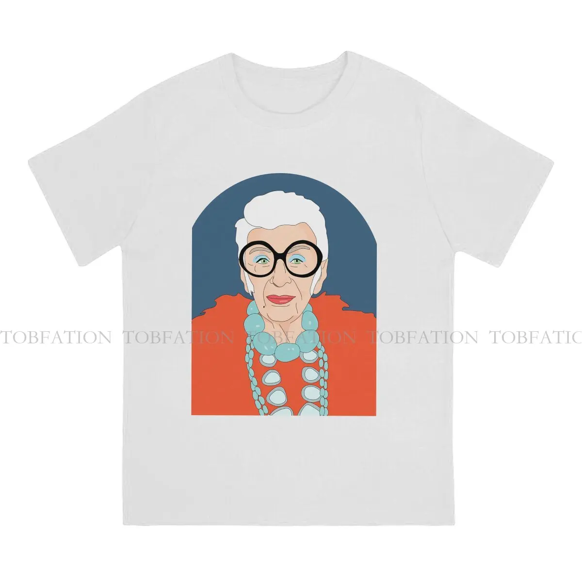 Portrait Orange Coat TShirt For Male Iris Apfel Camisetas Style T Shirt 100% Cotton Homme Printed Fluffy