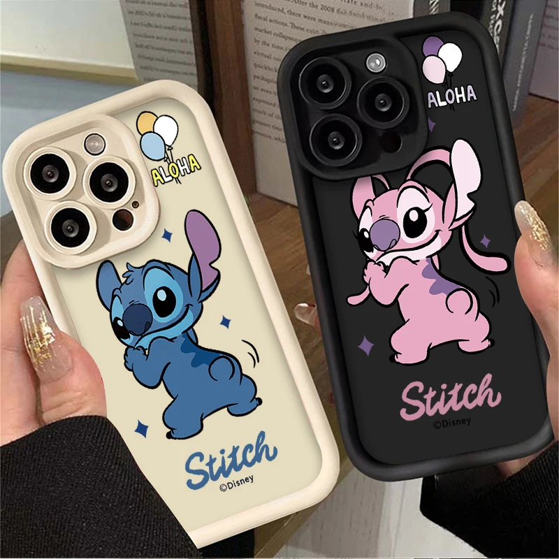 Disney Lovely Stich Angel Soft Case for Samsung Galaxy A55 A35 A25 A15 A05 A05S A24 A13 A23 A12 A22 A32 A52 A52S A72 A11 Cover