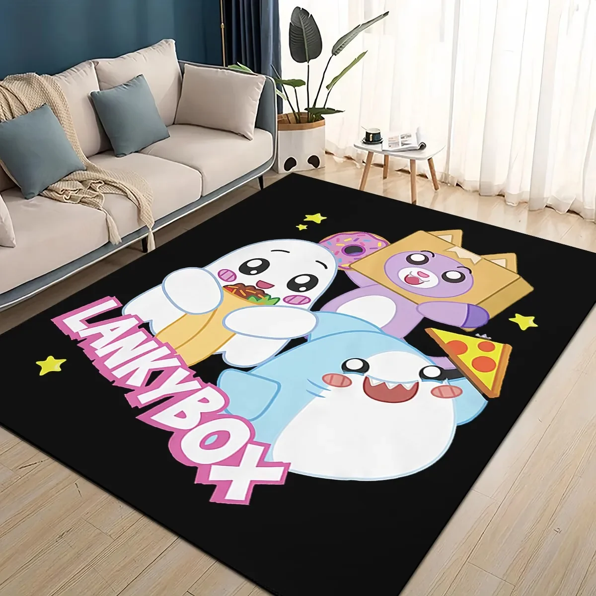 2025 New Style Lankybox Boxy Foxy Rocky Cartoon Carpet Rug for Living Room Bedroom Home Sofa Decoration,kids Non-slip Floor Mat
