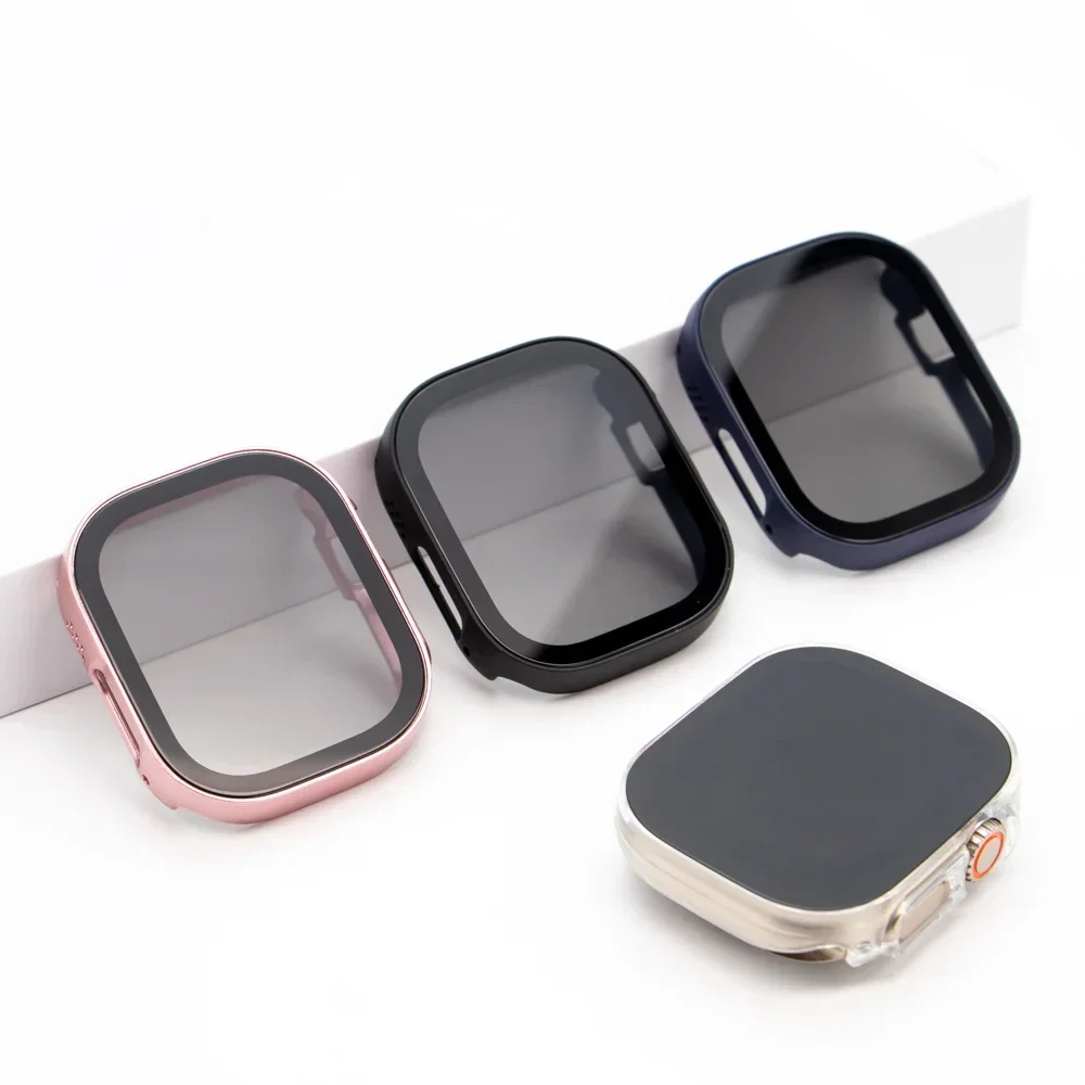 Sichtschutzglas+Hülle für Apple Watch Ultra3/2 49mm 44 46 38 40 41mm Gehärteter Anti-Spionage-Displayschutz für iWatch 11 10 9 8 7