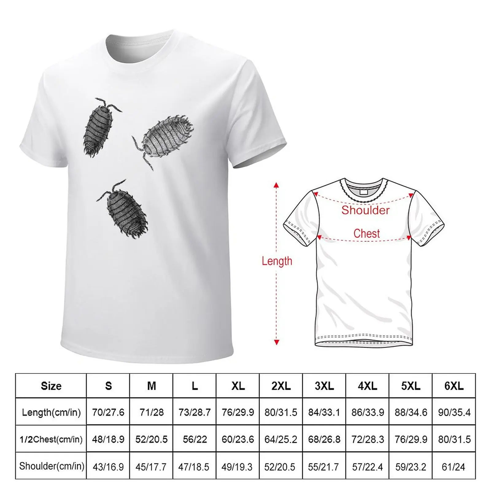 B&W Isopods T-Shirt tops graphics mens t shirts