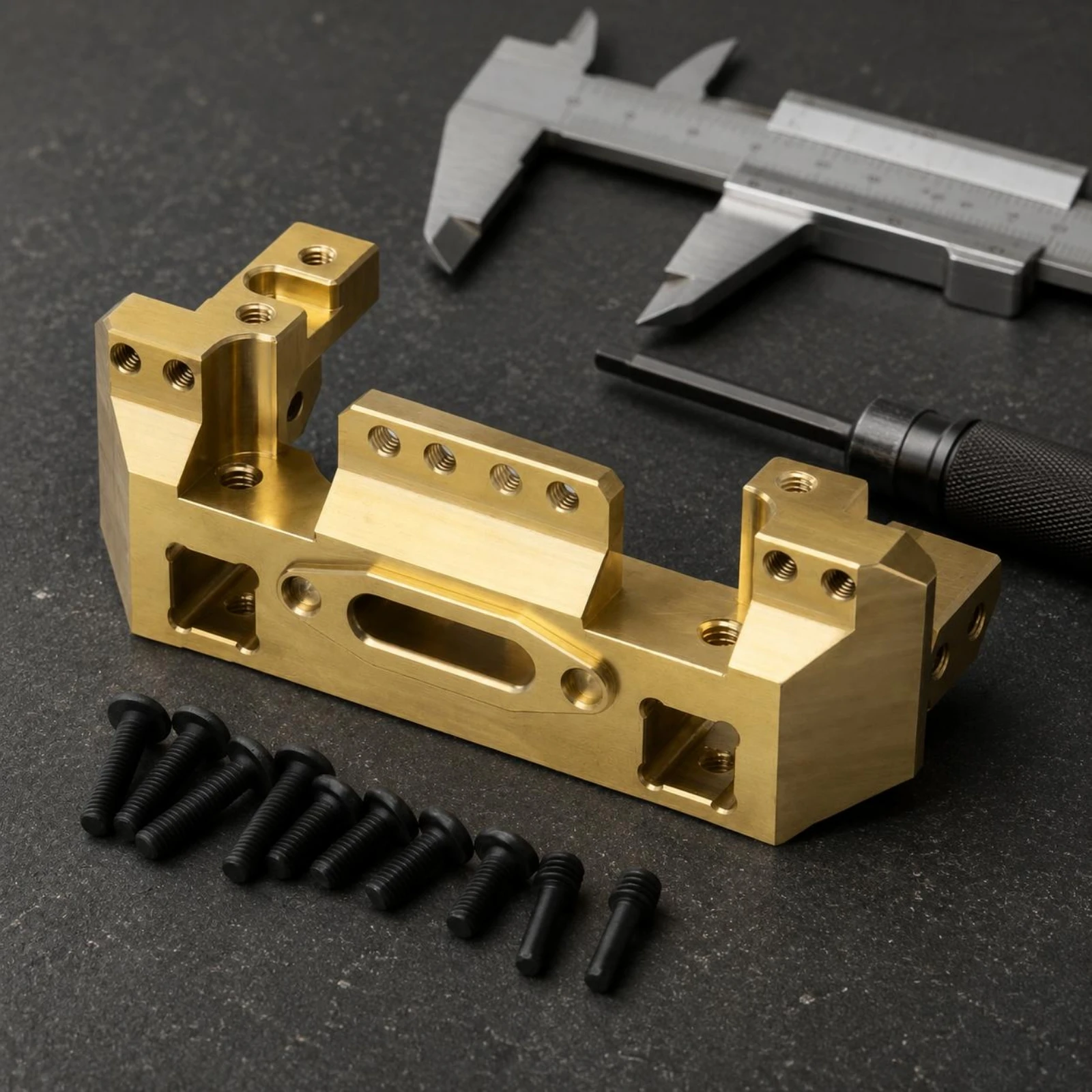 Bumper Crossmember Brass Front Bumper Servo Mount Front Servo Mount Machined Distant Control Hobby Part Extended Slot