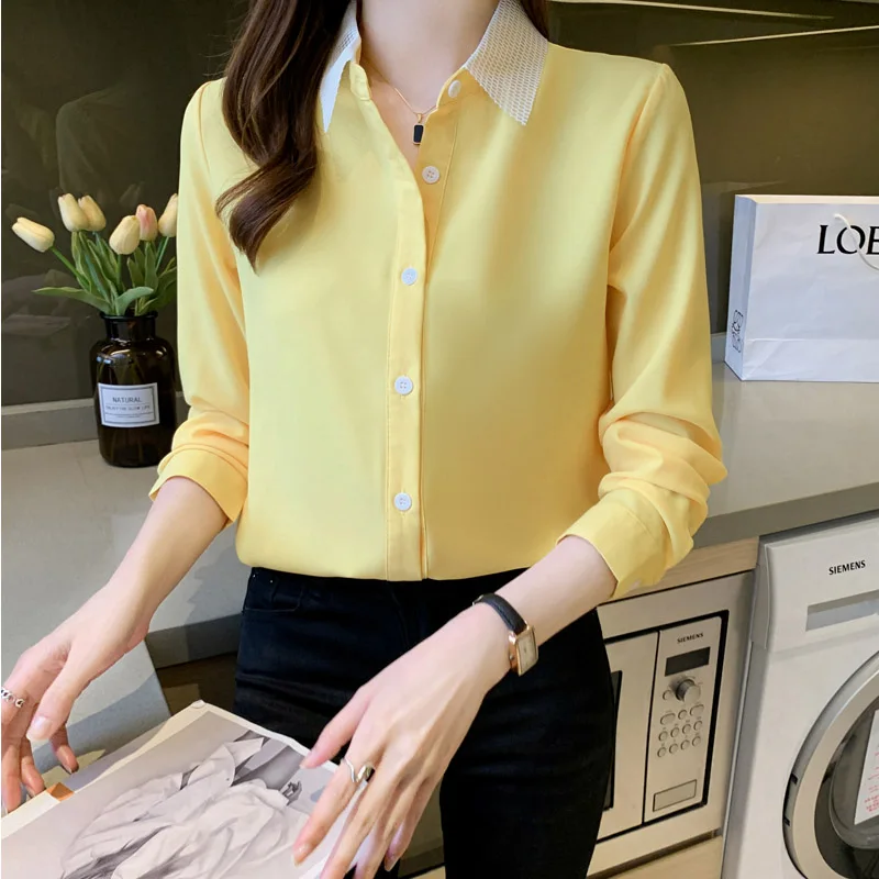 Women Simple Loose Fashion Blouse Lady Business Casual Solid Professional Shirts Spring Long Sleeve New Cardigan