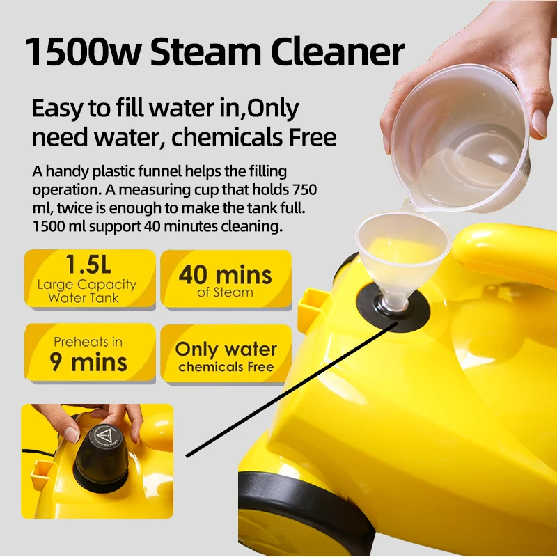 110V 240V Handheld Portable Steam Mop Carpet Extractor Jet Steam Cleaner Machine for Hard Surface Chemical Free Safe for Pet