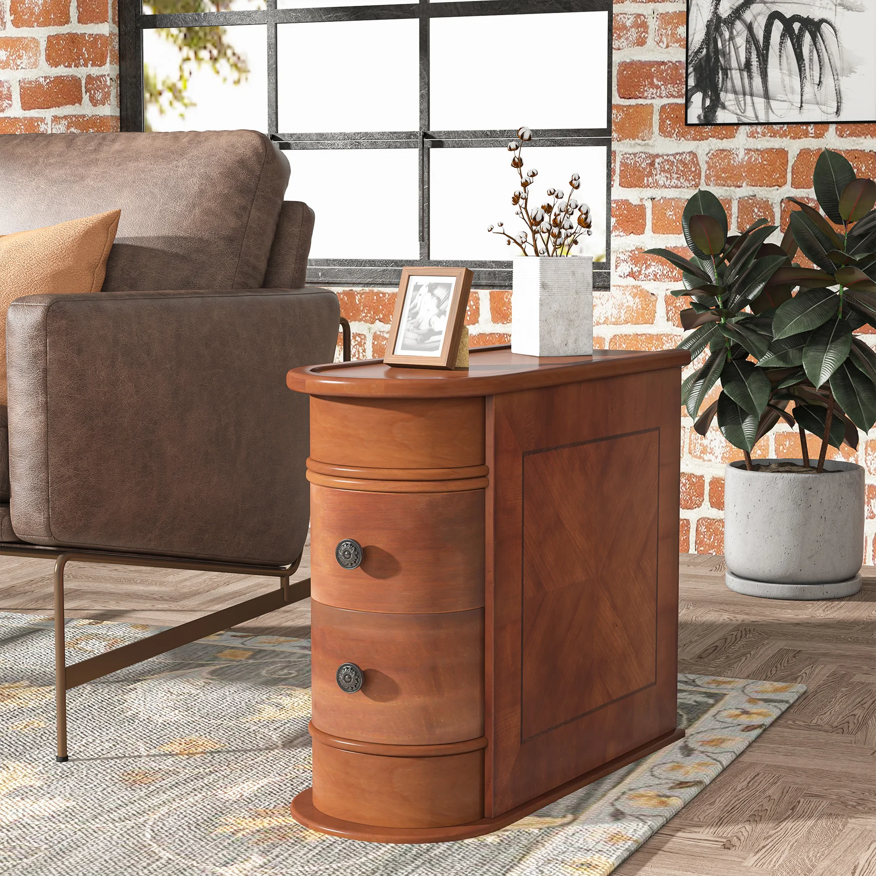 For No Assembly Required Solid Wood Bedside Tables with 2 Storage Drawers Modern Design for Bedroom & Living Room