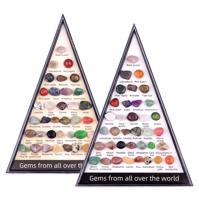 

Natural Crystal Semi-Precious Stones 36 Types of Mineral Specimens Children's Science Education Triangular Mineral Specimen Box