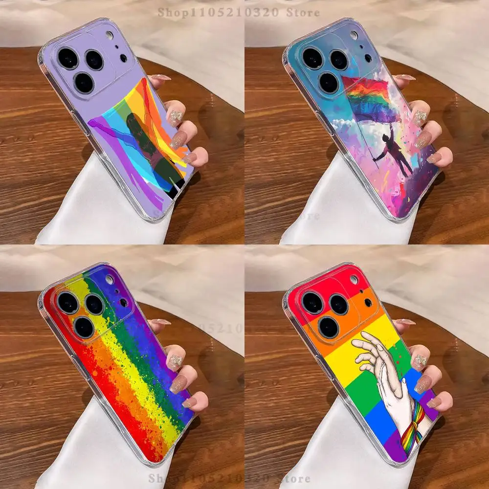 

Lesbian LGBT Rainbow Pride Phone Case For iPhone 16,15,17,12,13,14,11 Max,Pro,Plus,X,XS,XR,SE4,E Mini Transparent Cover