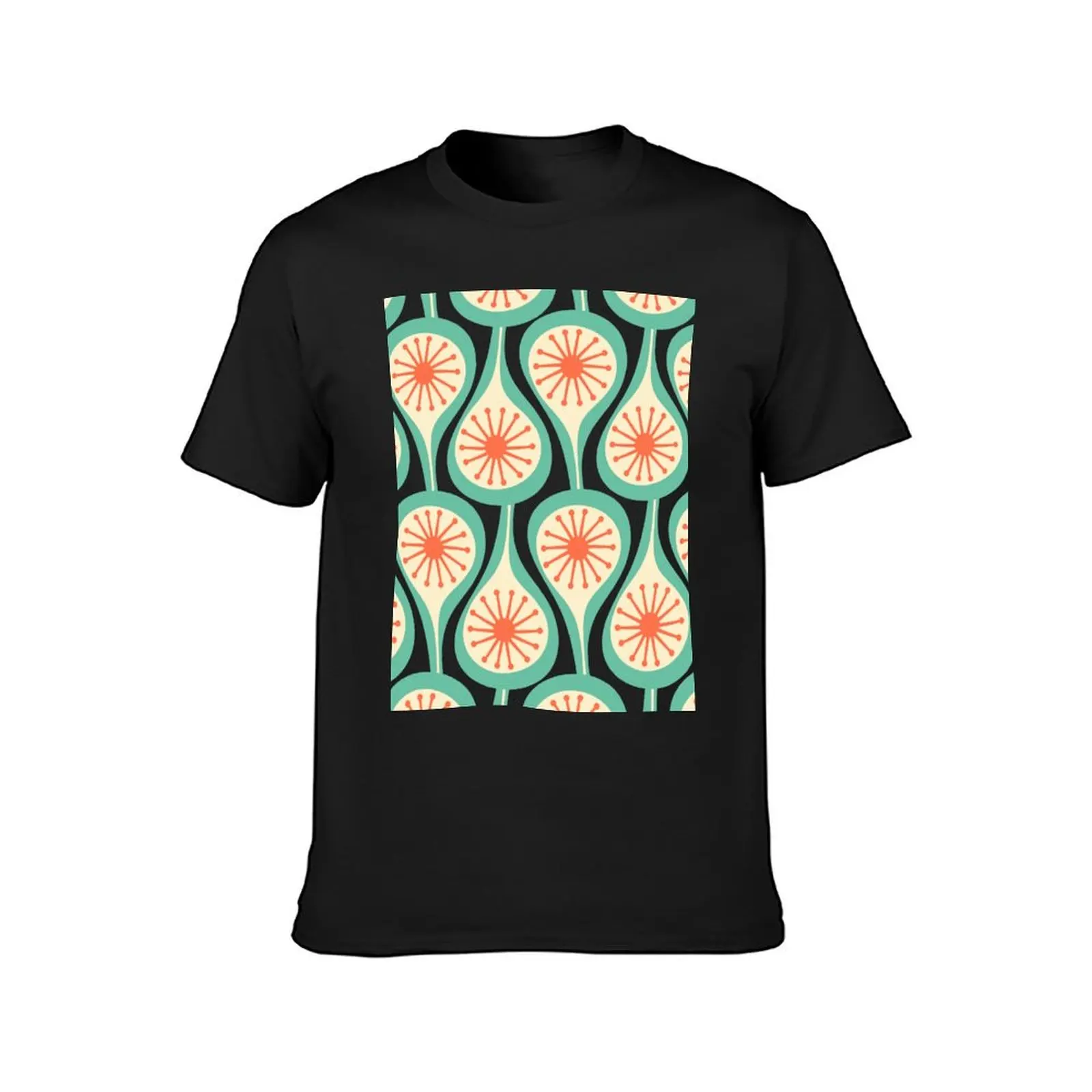 Mid Century Modern Atomic Drops Teal Orange Black Pattern T-Shirt funnys for a boy men graphic t shirts