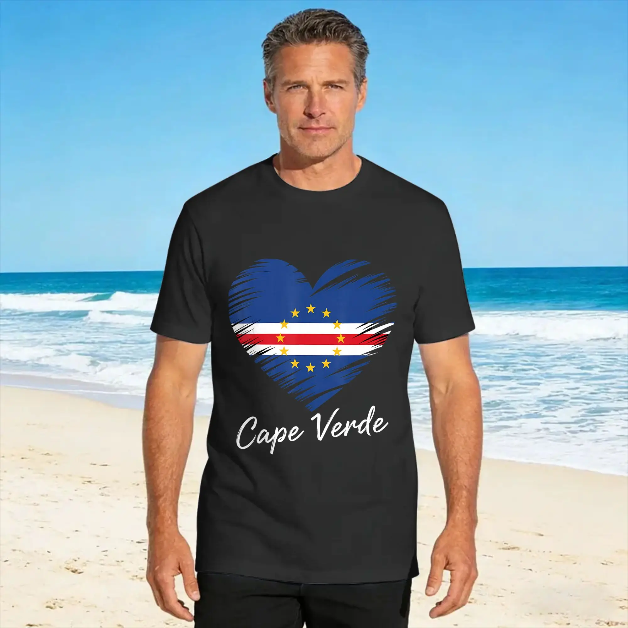 Oversized T Shirt Summer Cape Verde Flag Cabo Verde Cape Verdean Roots Fashion T Shirts  Cotton Tshirt  Short Sleeve Clothes