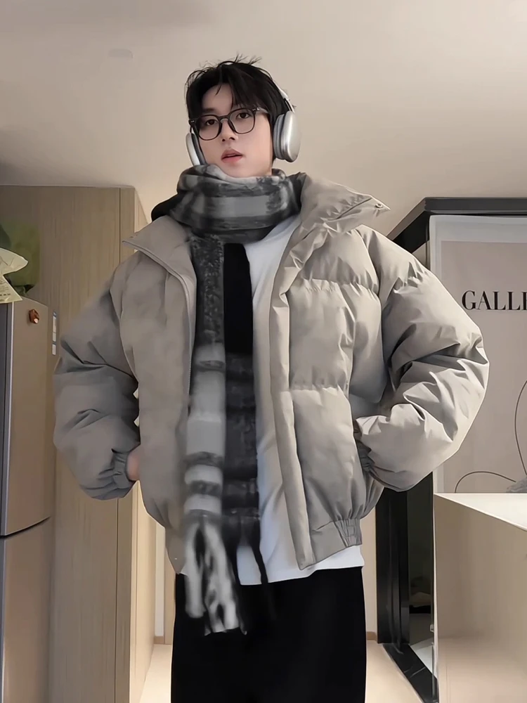 American Dyed Thiened ort Cotton Jaet Heren Winter Faionable Bread Sle Stand Kraag Ritssluiting Kleur Poly...