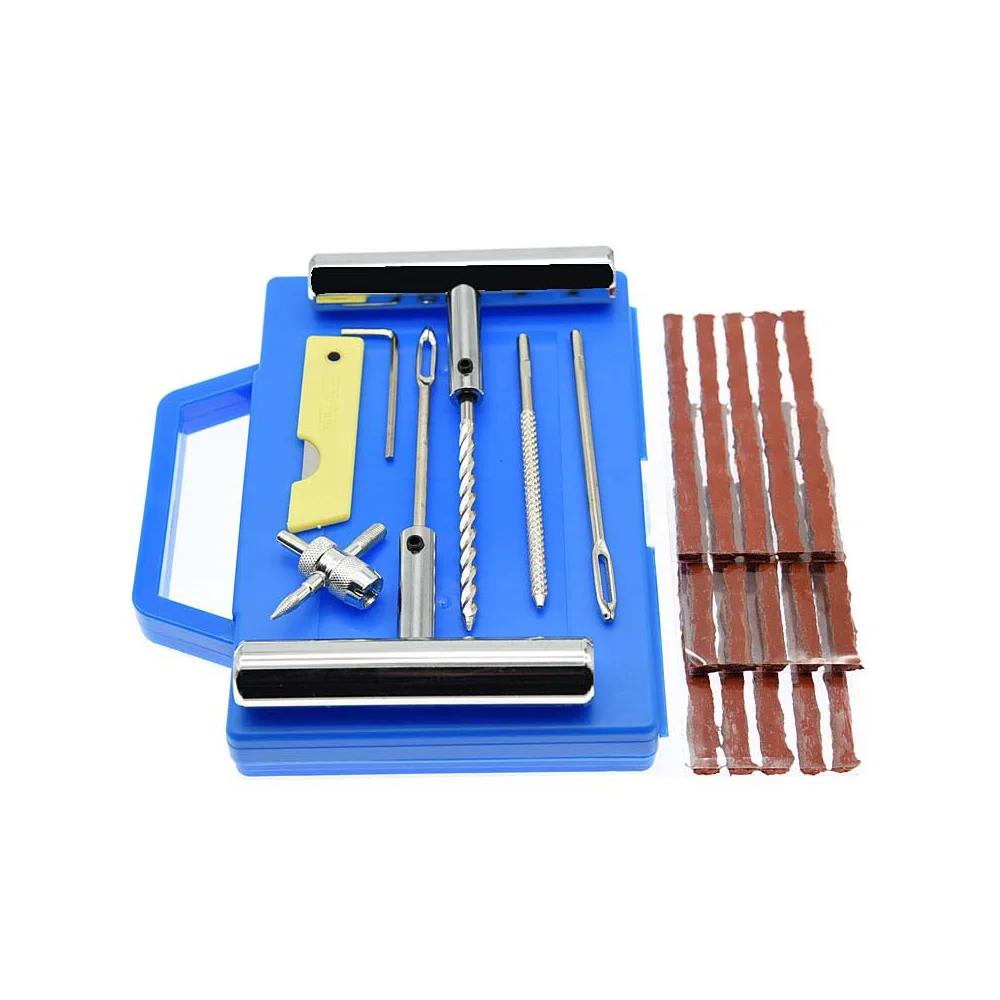 Podofo Kit de réparation de pneus de voiture Portable 23 pièces bricolage réparation facile outil de réparation de crevaison de pneus pour voiture motos ATV RV camions