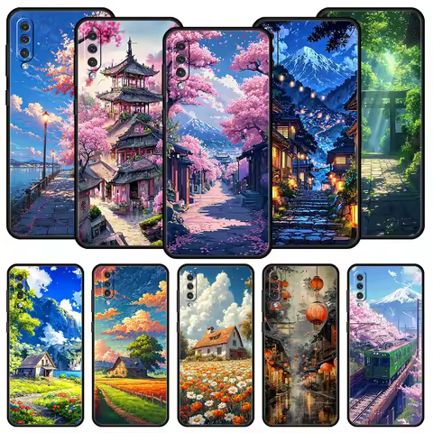 Japanese Landscape Phone Case For Samsung A54 A52 A24 A14 A50 A70 A10 A40 A20S A20E A06 A12 A22 A34 A42 A32 5G A04s A16 Cover