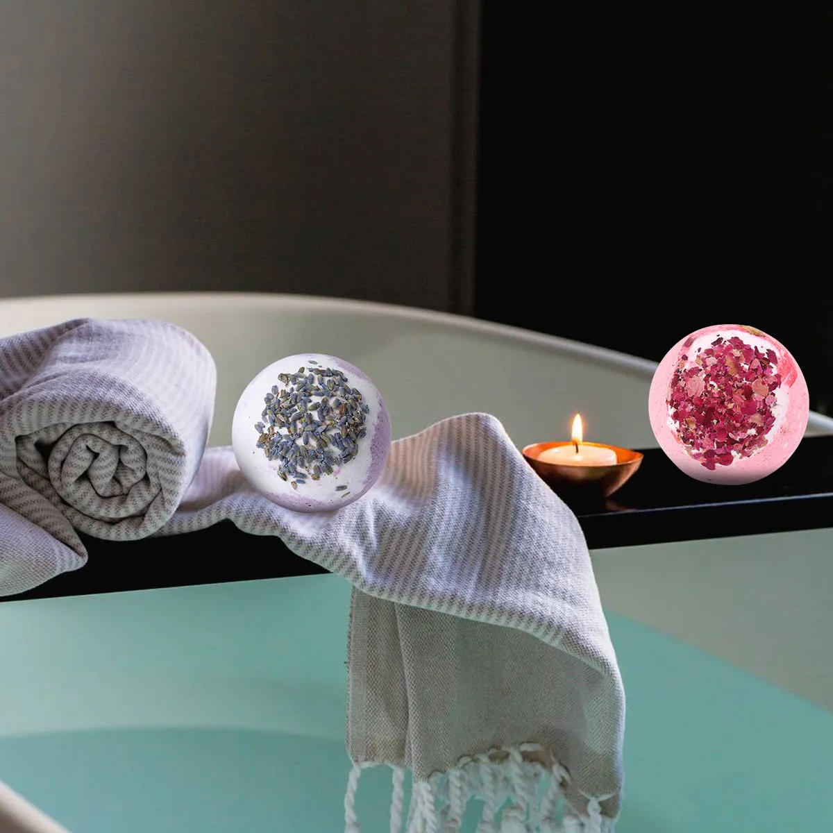 Natural Bath Salt Balls 4 Piece Set Exfoliating Skin Soothing Cuticle Softening Relaxing Aromatherapy