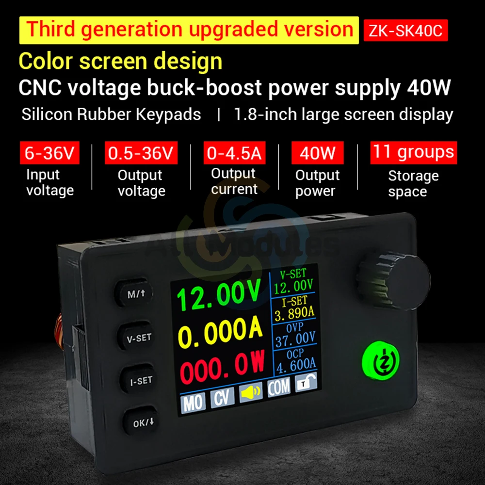 SK40C Color Screen CNC Boost-Buck Adjustable Voltage Regulator Power Supply Constant Current Charging Module