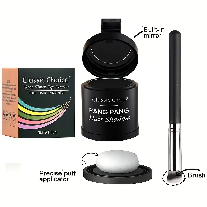 قطعتان من بودرة ظلال الشعر + فرشاة، مقاومة للبقع، يخفي خط الشعر وجذر الشعر على الفور، حشو مسحوق خط الشعر المقاوم للماء #4