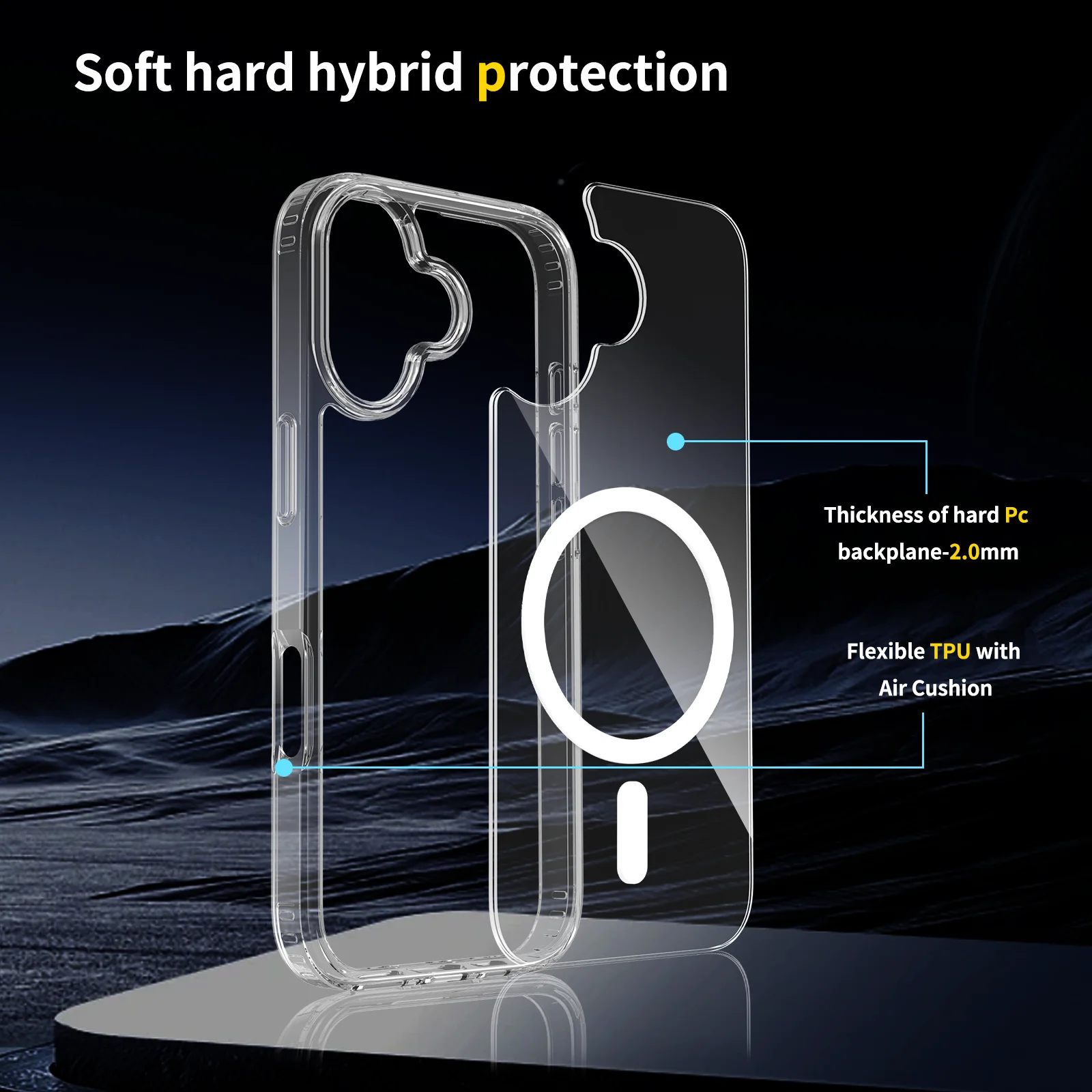 For iPhone 17 Case Magnetic Transparent Phone Cases Military Grade Drop Protection Rugged Shockproof Protective Cell Phone Cover