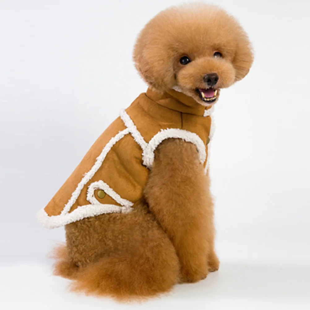 

Dog Jacket Winter Warm Suede Fabric England Style Brown Size 2xl Pet Clothes Outdoor Walking Jogging Dog Clothes