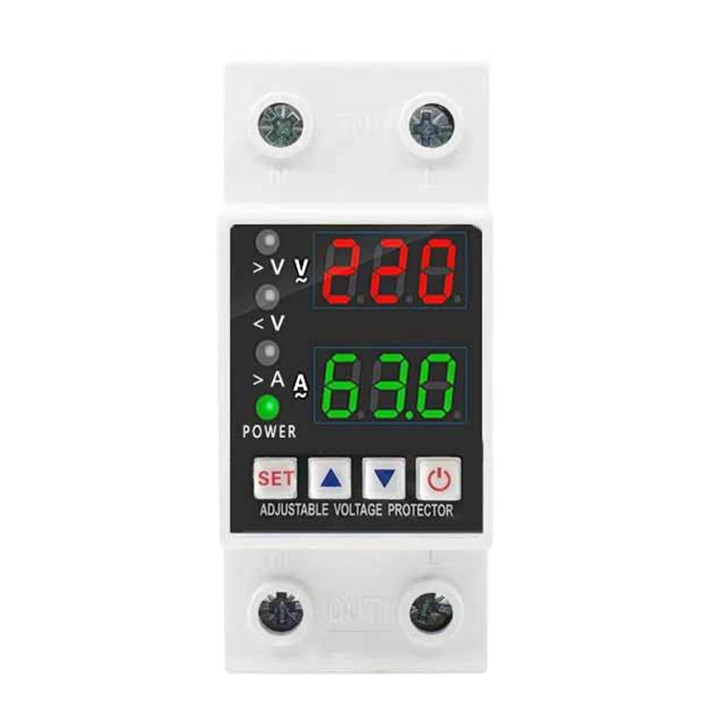 Over/Under Voltage & Overcurrent Protector 220V for Protecting Motors and Electrical Appliances on For Din Rail