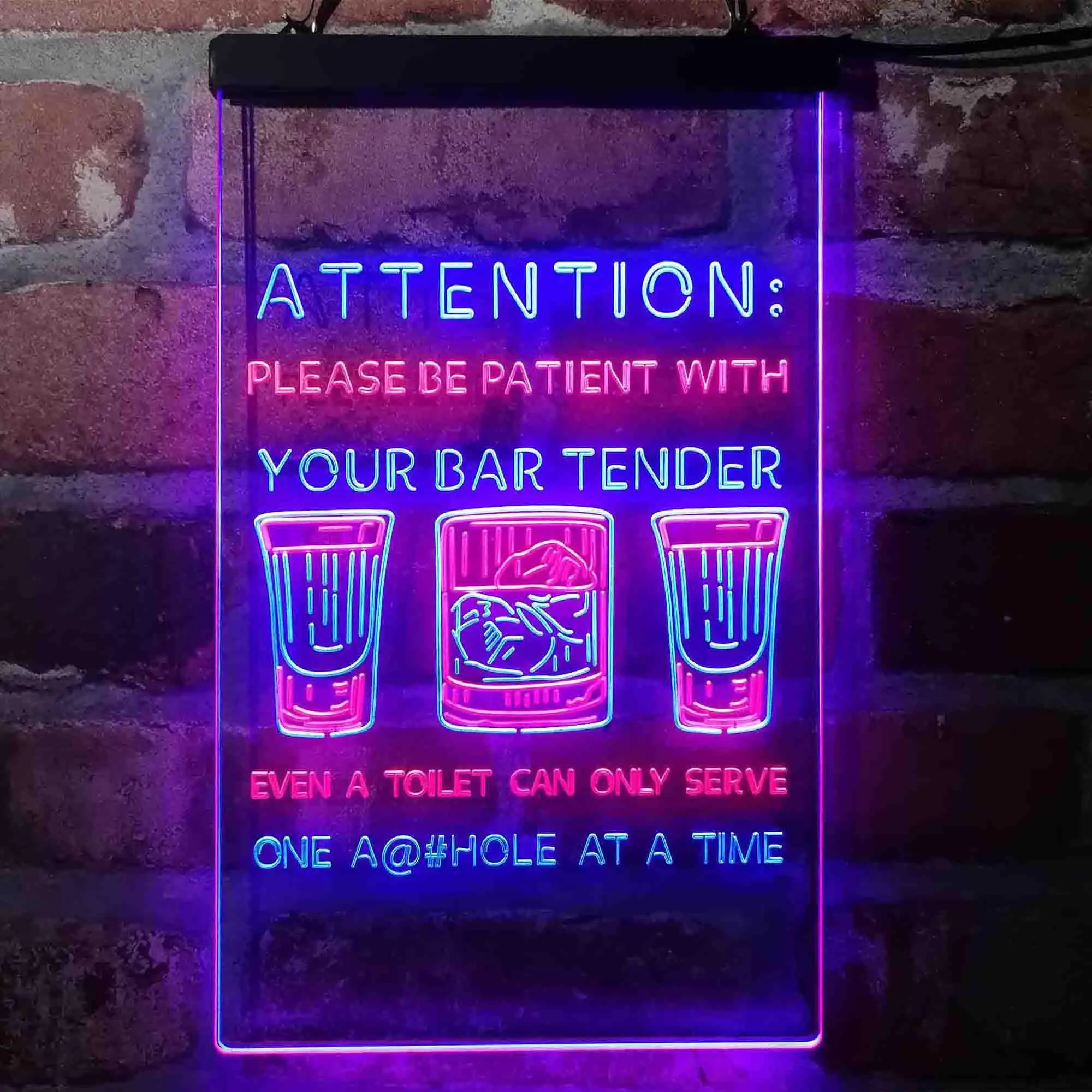 ATTENTION: Be Patient with Your Bar Tender Dual Color Led Neon Sign st6-i4098