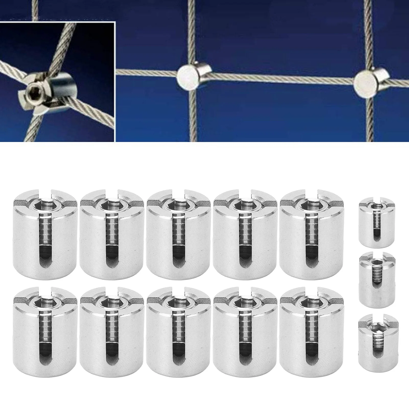 Fotografia 3: Abraçadeira de Cabo de Aço Inoxidável para Corrimão, Fixador para Uso Interno e Externo